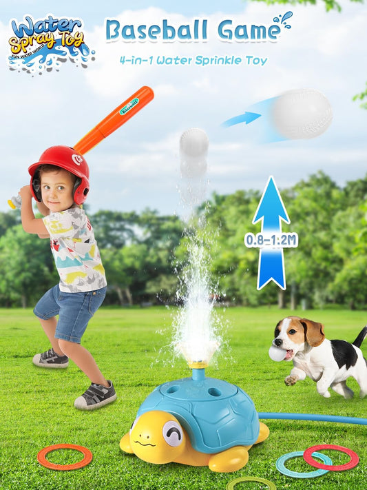4 in 1 Kids Toys Turtle Water Sprinkler, Outdoor Water Fun Toy with Splash