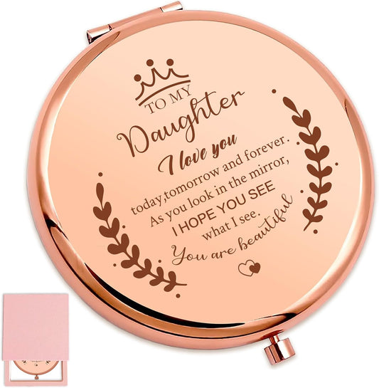 Daughter Gift from Mom,Birthday Gifts for Daughter Adult,Gifts for Granddaughter,Daughter Wedding Gift from Mom to My Daughter Makeup Compact Mirror,Inspiration Makeup Compact Mirror
