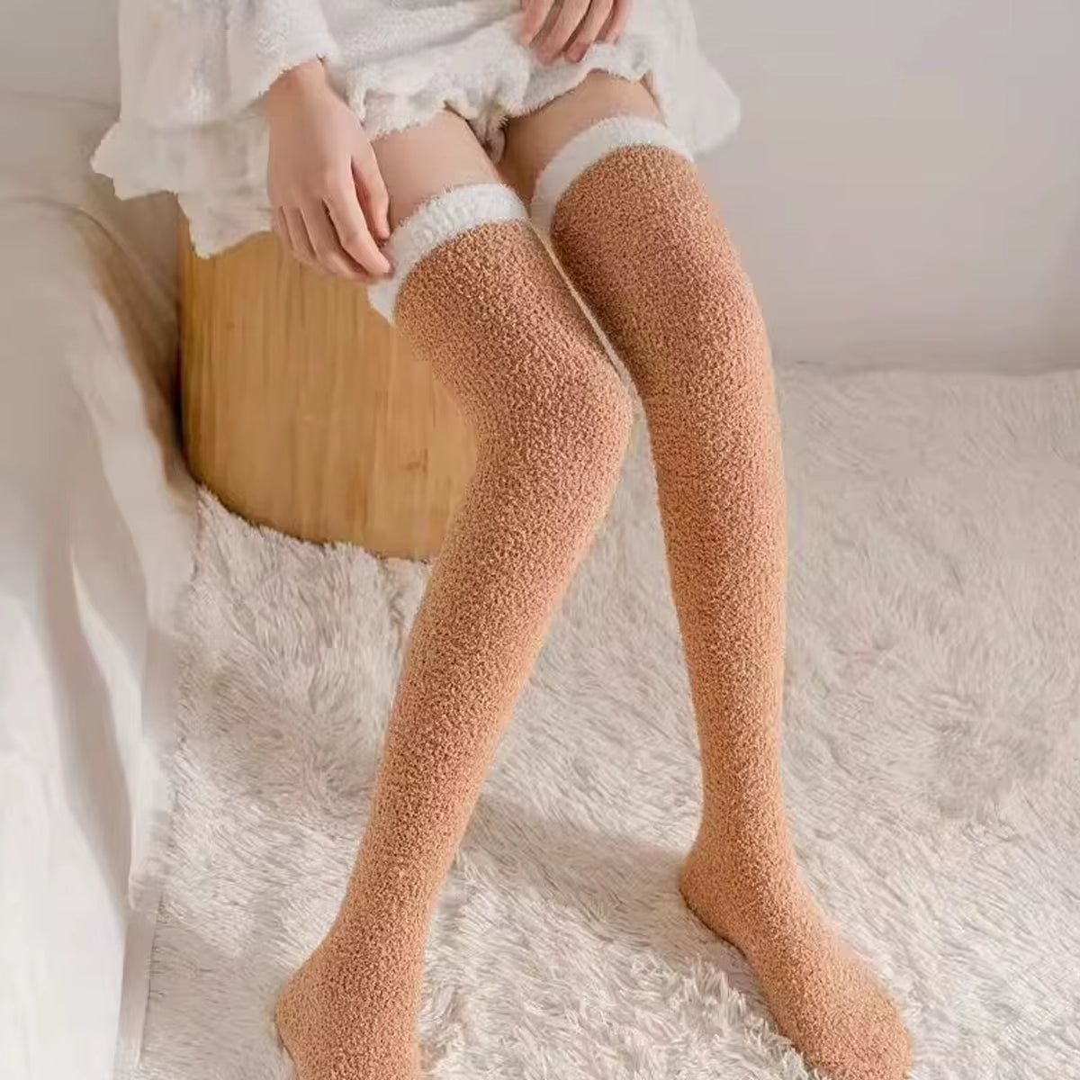 2 Pairs Cute Cow Spots Print Socks, Thickened & Warm Coral Fleece Socks, Women'S Stockings & Hosiery