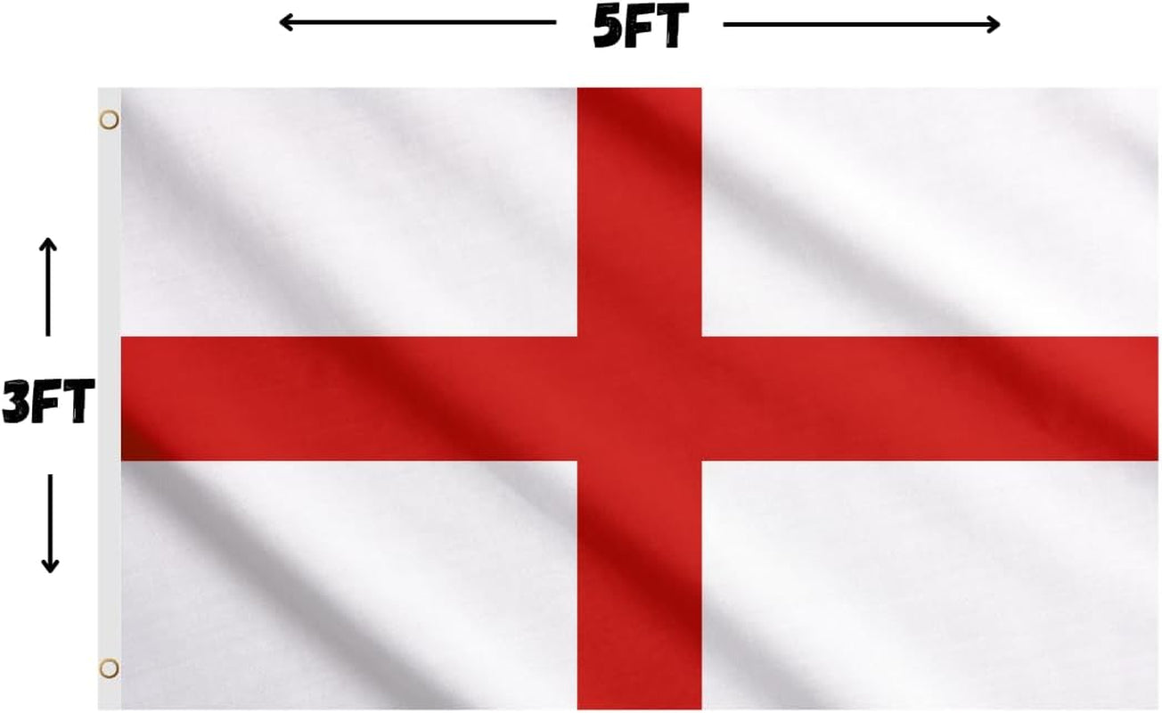 Second Ave England Flag 5Ft X 3Ft Large Double Sided with Brass Eyelets English World Cup Euros St Geroge'S Flag