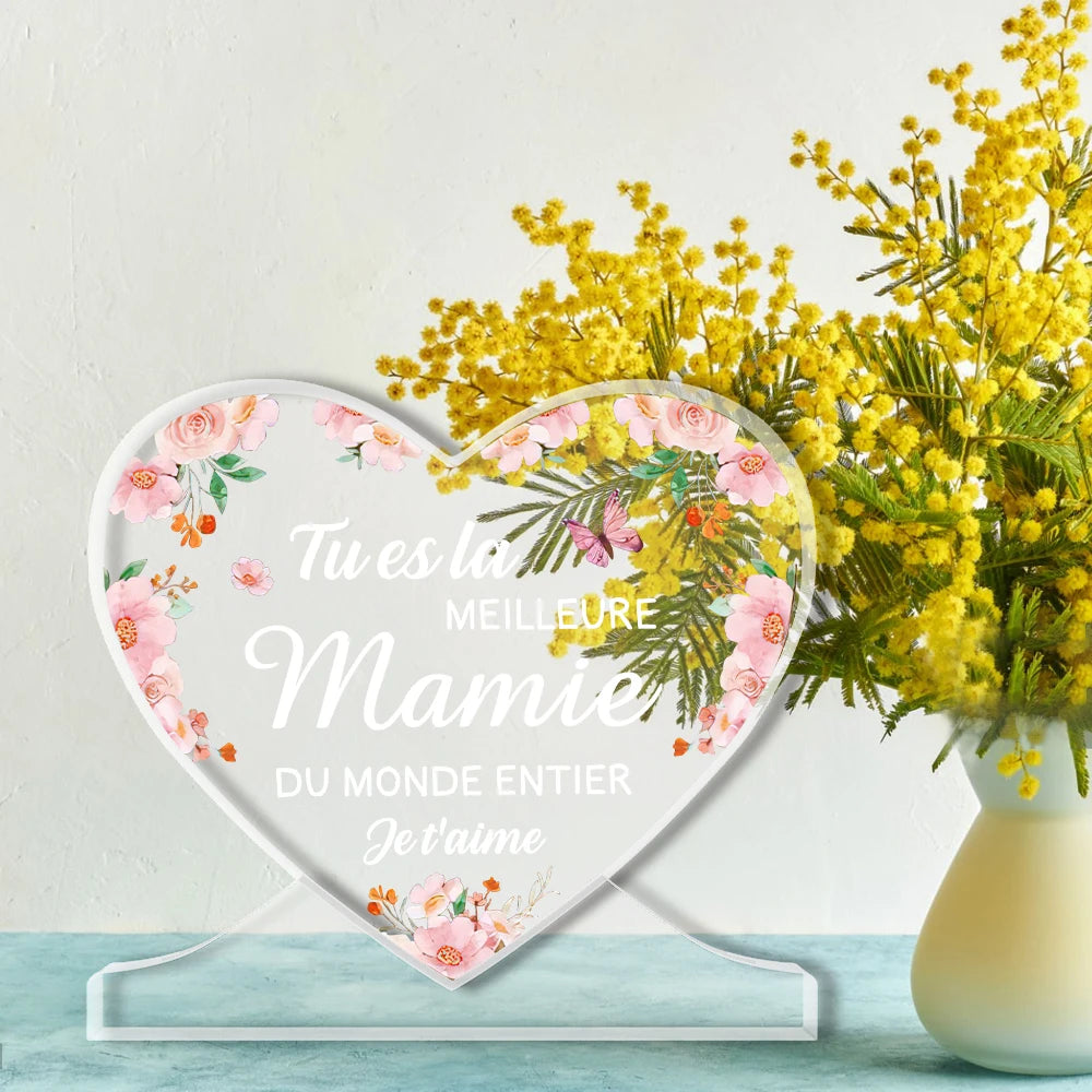Grandma'S Day Gift, Grandma'S Birthday Gift, Acrylic Heart Shaped Decoration - Grandma'S Gift, Grandma'S Christmas Gift,