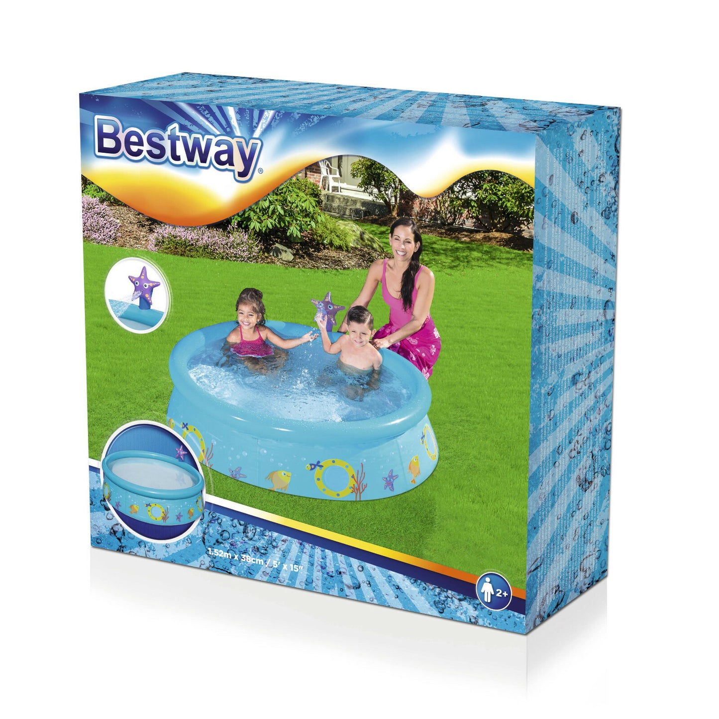 Large 5FT Kids Swimming Pool Outdoor Garden Summer Spray Paddling Pools Play Set