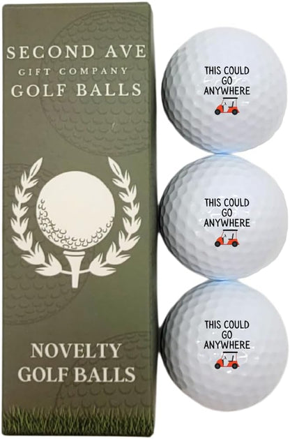 Second Ave Pack of 3 Joke Funny Golf Balls This Could Go Anywhere Father'S Day Christmas Birthday Golfer Gift