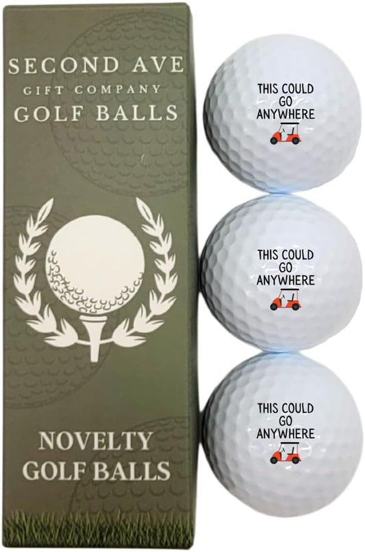 Second Ave Pack of 3 Joke Funny Golf Balls This Could Go Anywhere Father'S Day Christmas Birthday Golfer Gift