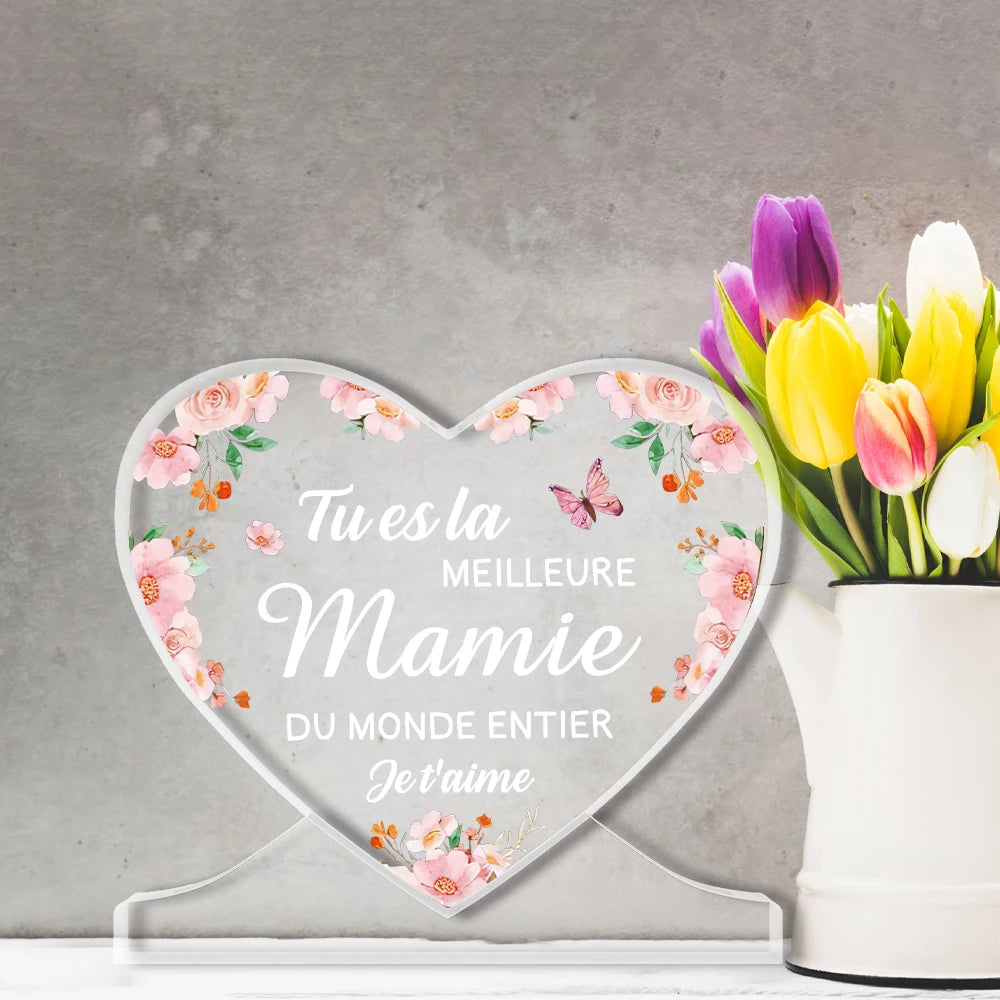 Grandma'S Day Gift, Grandma'S Birthday Gift, Acrylic Heart Shaped Decoration - Grandma'S Gift, Grandma'S Christmas Gift,