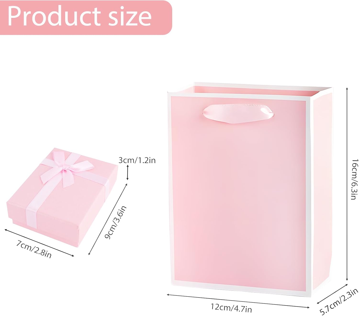 2Pcs Small Jewelry Boxes with 2 Gift Bag, 9X7X3Cm Mini Gift Box with Bow for Earring Necklace Fixing，Jewelry Container Soft Velvet Small Box with Lid for Birthday, Wedding, Present (Pink)