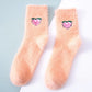 2 Pairs Cute Cow Spots Print Socks, Thickened & Warm Coral Fleece Socks, Women'S Stockings & Hosiery