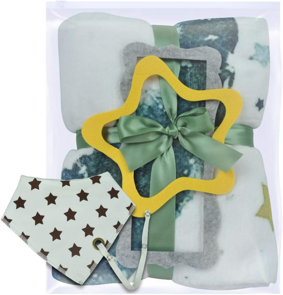 Baby Milestone Mat Blanket Photo Prop with Floral Numbers Newborn Boy Girl Gift(Star&Moon)