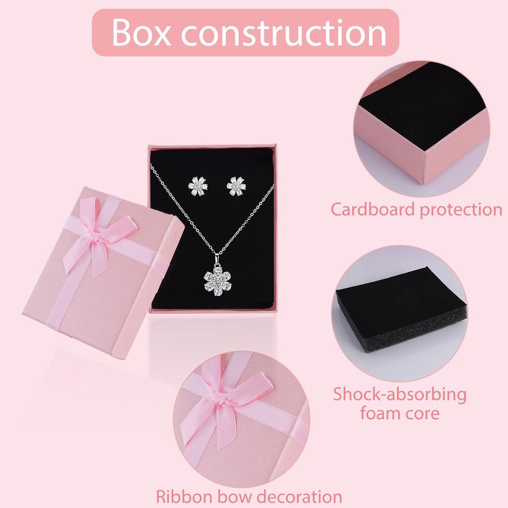 2Pcs Small Jewelry Boxes with 2 Gift Bag, 9X7X3Cm Mini Gift Box with Bow for Earring Necklace Fixing，Jewelry Container Soft Velvet Small Box with Lid for Birthday, Wedding, Present (Pink)