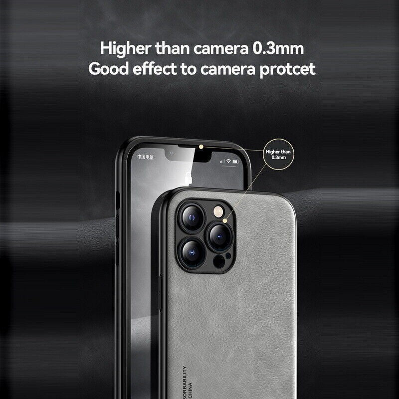 For Iphone 17 16 15 14 13 Pro Max Shockproof Magnetic Leather Black Case Cover