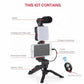 Smartphone Vlogging Kit with Tripod Phone Holder Mini Microphone LED Fill Light Starter for Tiktok Live Stream Video Youtube