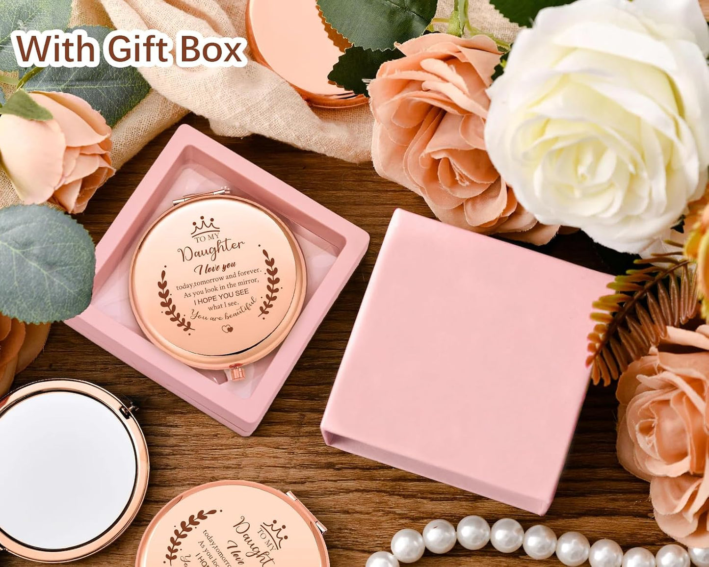 Daughter Gift from Mom,Birthday Gifts for Daughter Adult,Gifts for Granddaughter,Daughter Wedding Gift from Mom to My Daughter Makeup Compact Mirror,Inspiration Makeup Compact Mirror