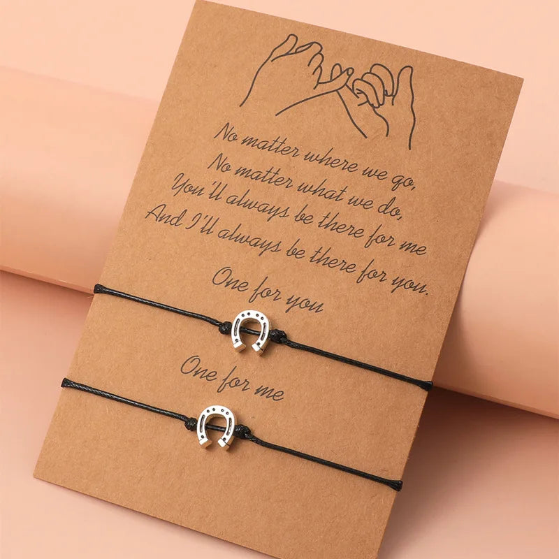 2Pcs/Set Minimalist Sun Moon Charm Couple Bracelet Friendship Jewelry Gift Handmade Adjustable Braided Rope Bracelets Wholesale