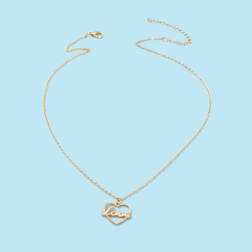 Perfect Wedding Gift Jewellery Gold Chain Heart Letter LOVE Pendant