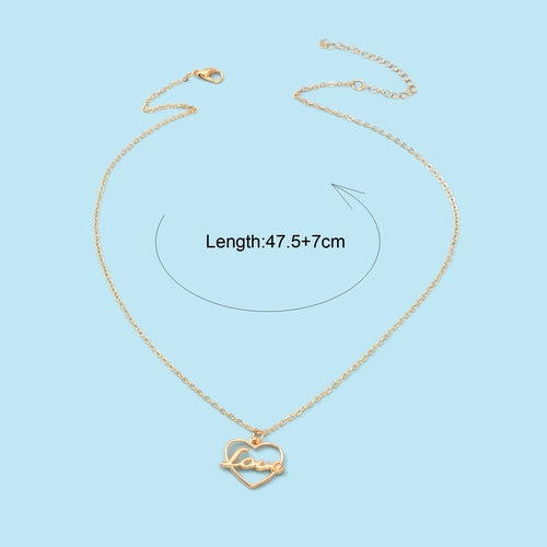 Perfect Wedding Gift Jewellery Gold Chain Heart Letter LOVE Pendant