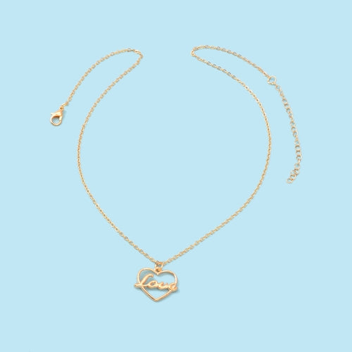 Perfect Wedding Gift Jewellery Gold Chain Heart Letter LOVE Pendant