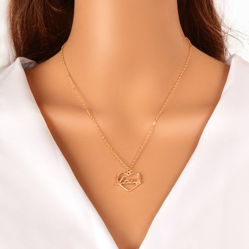 Perfect Wedding Gift Jewellery Gold Chain Heart Letter LOVE Pendant