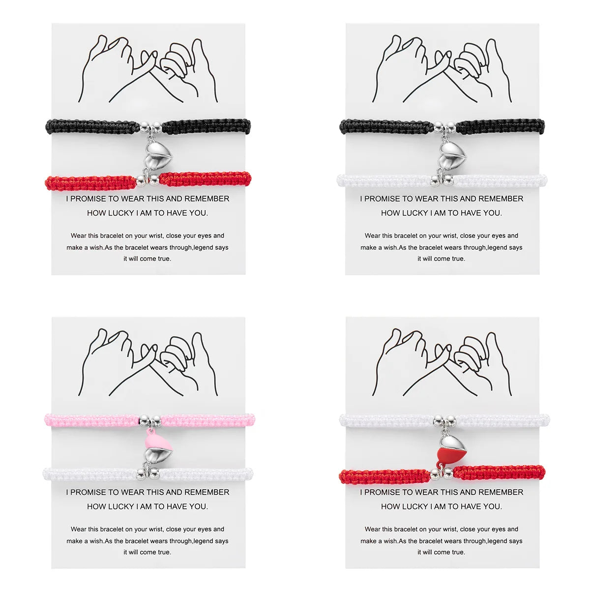 2Pcs/Set Romantic Heart Magnetic Attract Couple Bracelet for Women Men Fashion Braided Rope Matching Bracelet Friendship Jewelry