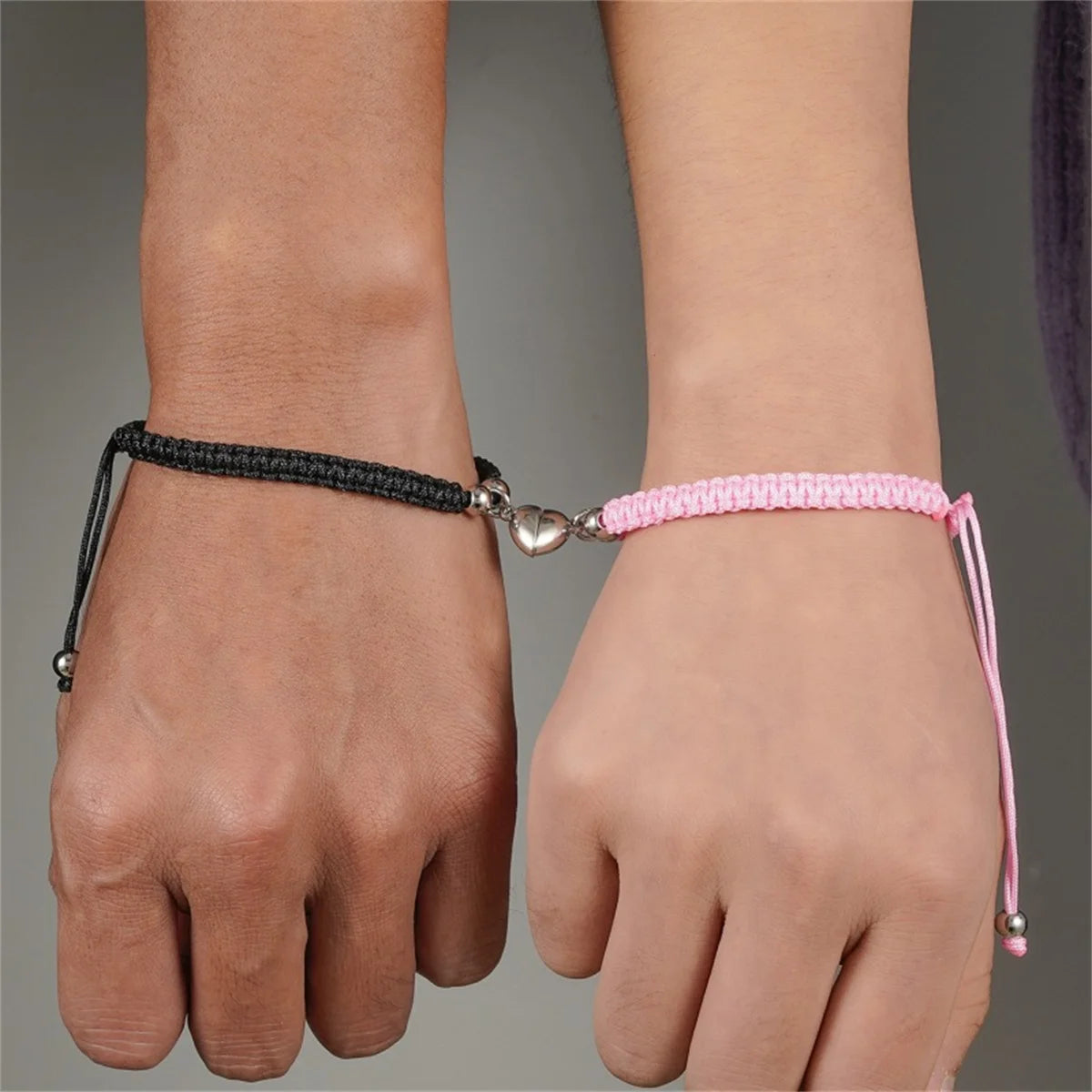 2Pcs/Set Romantic Heart Magnetic Attract Couple Bracelet for Women Men Fashion Braided Rope Matching Bracelet Friendship Jewelry