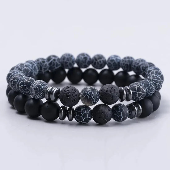2Pcs Man Bracelet Energy Stone 8Mm Tiger Eye Beaded Lovers Couple Bracelet Set Men'S Agate Stretch Bracelet Gift for Women