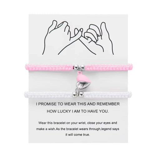 2Pcs/Set Romantic Heart Magnetic Attract Couple Bracelet for Women Men Fashion Braided Rope Matching Bracelet Friendship Jewelry