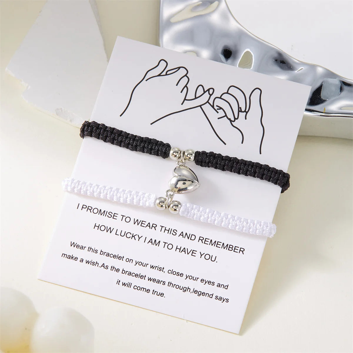 2Pcs/Set Romantic Heart Magnetic Attract Couple Bracelet for Women Men Fashion Braided Rope Matching Bracelet Friendship Jewelry