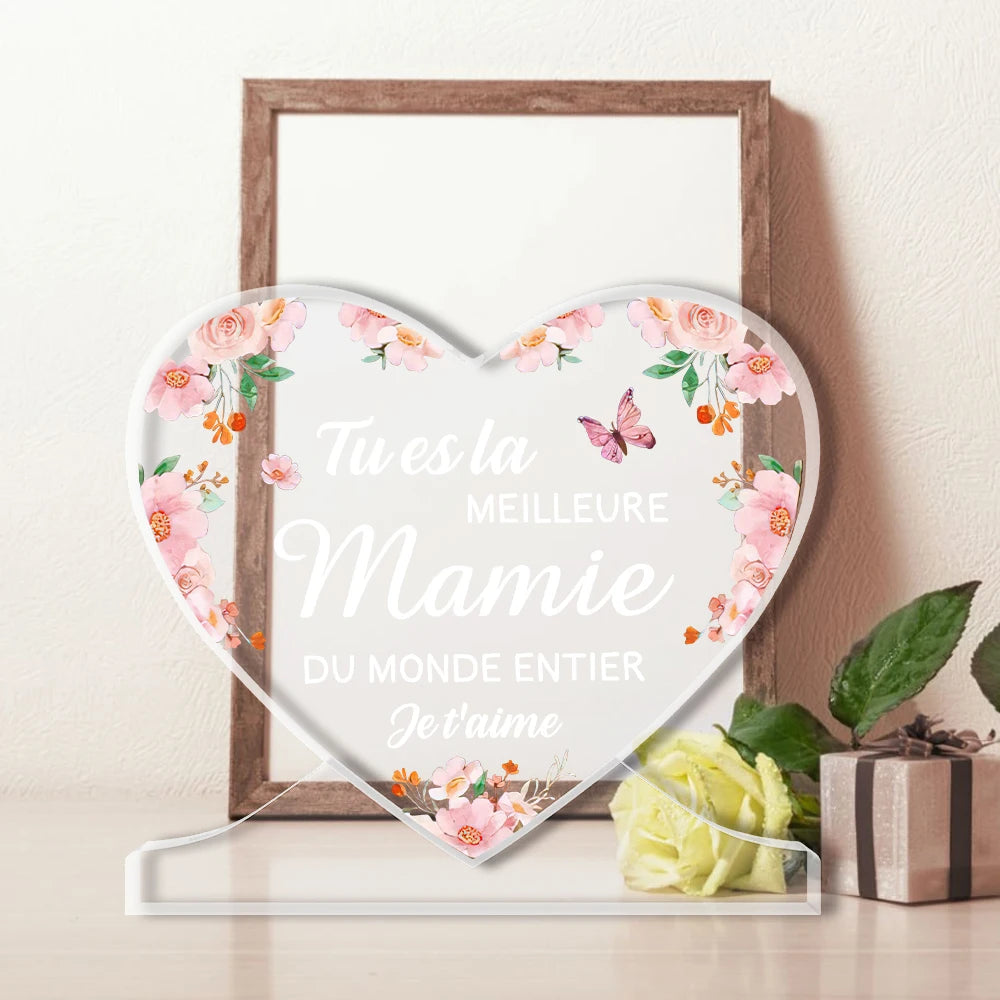 Grandma'S Day Gift, Grandma'S Birthday Gift, Acrylic Heart Shaped Decoration - Grandma'S Gift, Grandma'S Christmas Gift,