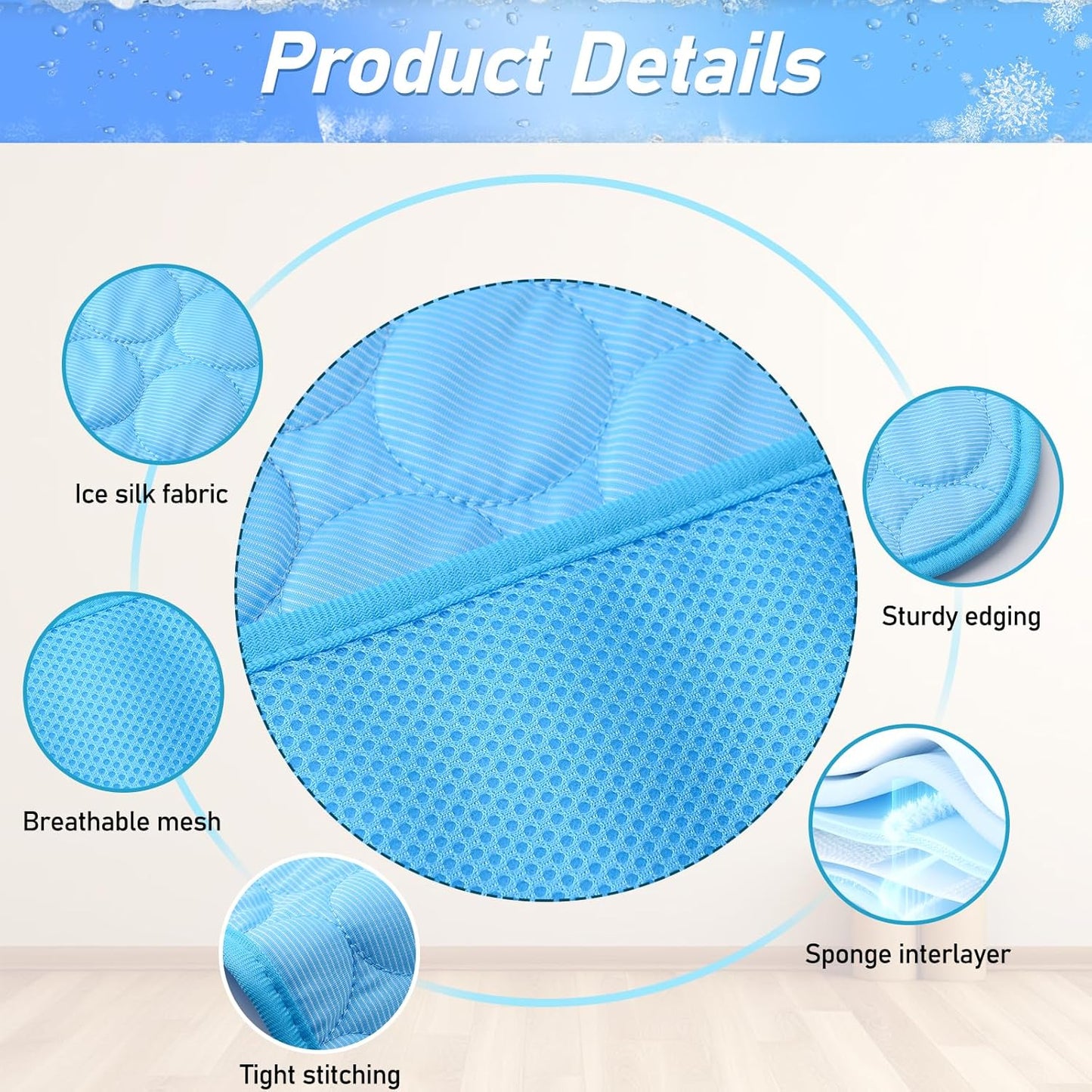 Dog Cooling Mat,70Cm Large Pet Cooling Mat,Suitable for Dogs Cooling Pad,Washable Ice Silk Dog Cooling Mat,Suitable for Dogs and Cats Ice Pads,Indoor and Outdoor Universal Pet Supplies