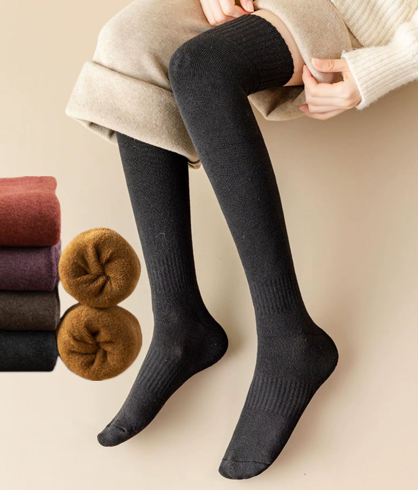 2 Pairs Cute Cow Spots Print Socks, Thickened & Warm Coral Fleece Socks, Women'S Stockings & Hosiery