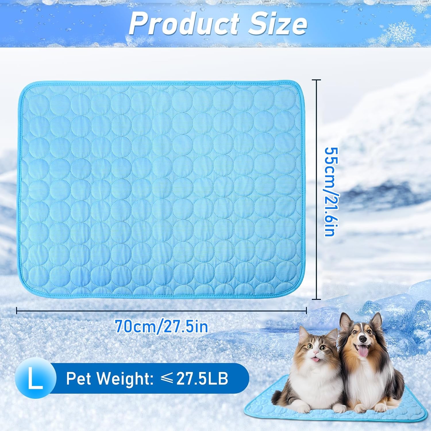 Dog Cooling Mat,70Cm Large Pet Cooling Mat,Suitable for Dogs Cooling Pad,Washable Ice Silk Dog Cooling Mat,Suitable for Dogs and Cats Ice Pads,Indoor and Outdoor Universal Pet Supplies