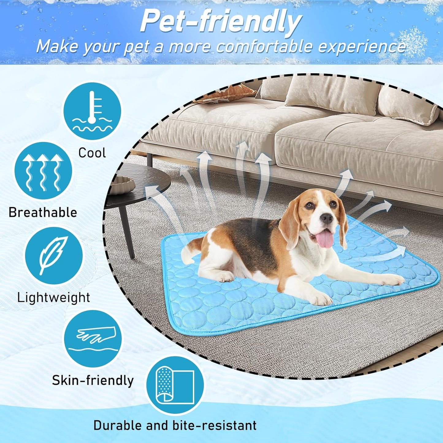 Dog Cooling Mat,70Cm Large Pet Cooling Mat,Suitable for Dogs Cooling Pad,Washable Ice Silk Dog Cooling Mat,Suitable for Dogs and Cats Ice Pads,Indoor and Outdoor Universal Pet Supplies