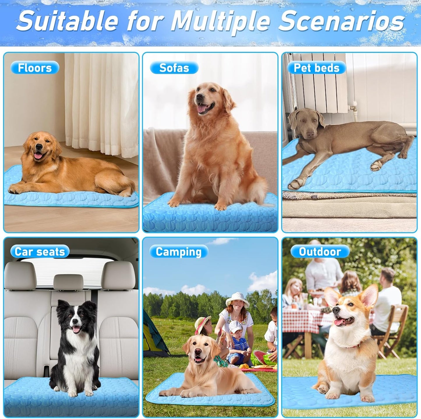 Dog Cooling Mat,70Cm Large Pet Cooling Mat,Suitable for Dogs Cooling Pad,Washable Ice Silk Dog Cooling Mat,Suitable for Dogs and Cats Ice Pads,Indoor and Outdoor Universal Pet Supplies
