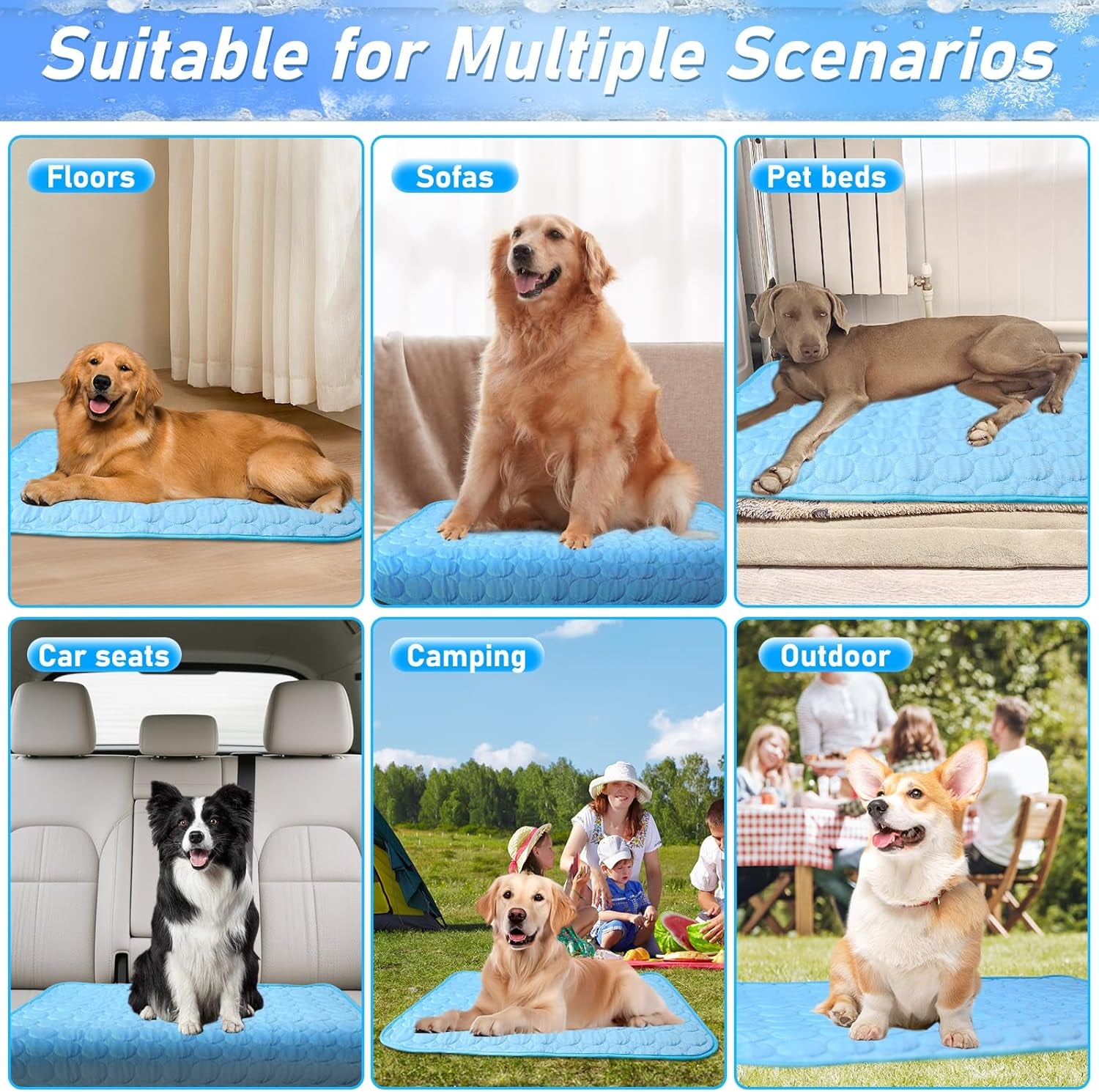 Dog Cooling Mat,70Cm Large Pet Cooling Mat,Suitable for Dogs Cooling Pad,Washable Ice Silk Dog Cooling Mat,Suitable for Dogs and Cats Ice Pads,Indoor and Outdoor Universal Pet Supplies