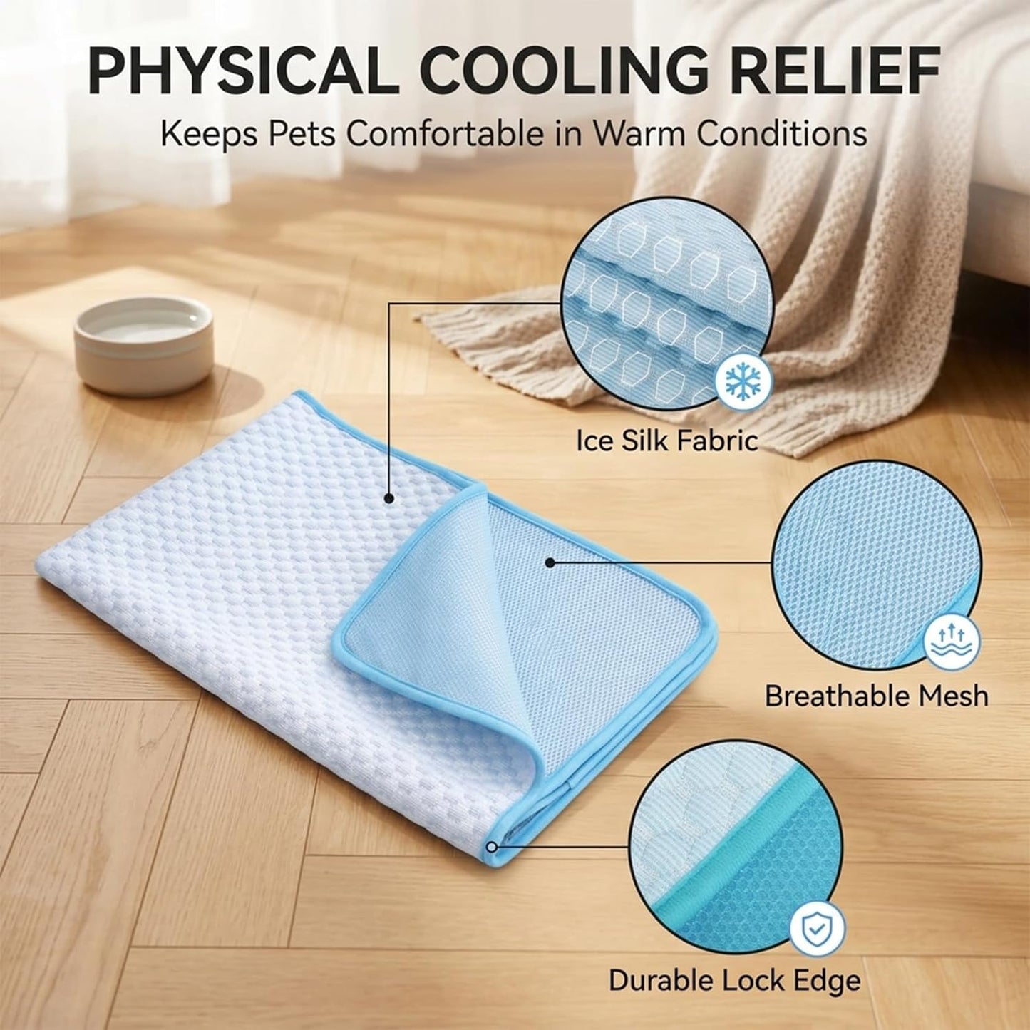 Dog Cooling Mat, Pet Cooling Mat, Hot Weather Relief, Large Cooling Mat for Dogs, Comfortable Pet Blanket for Indoor and Outdoor Use