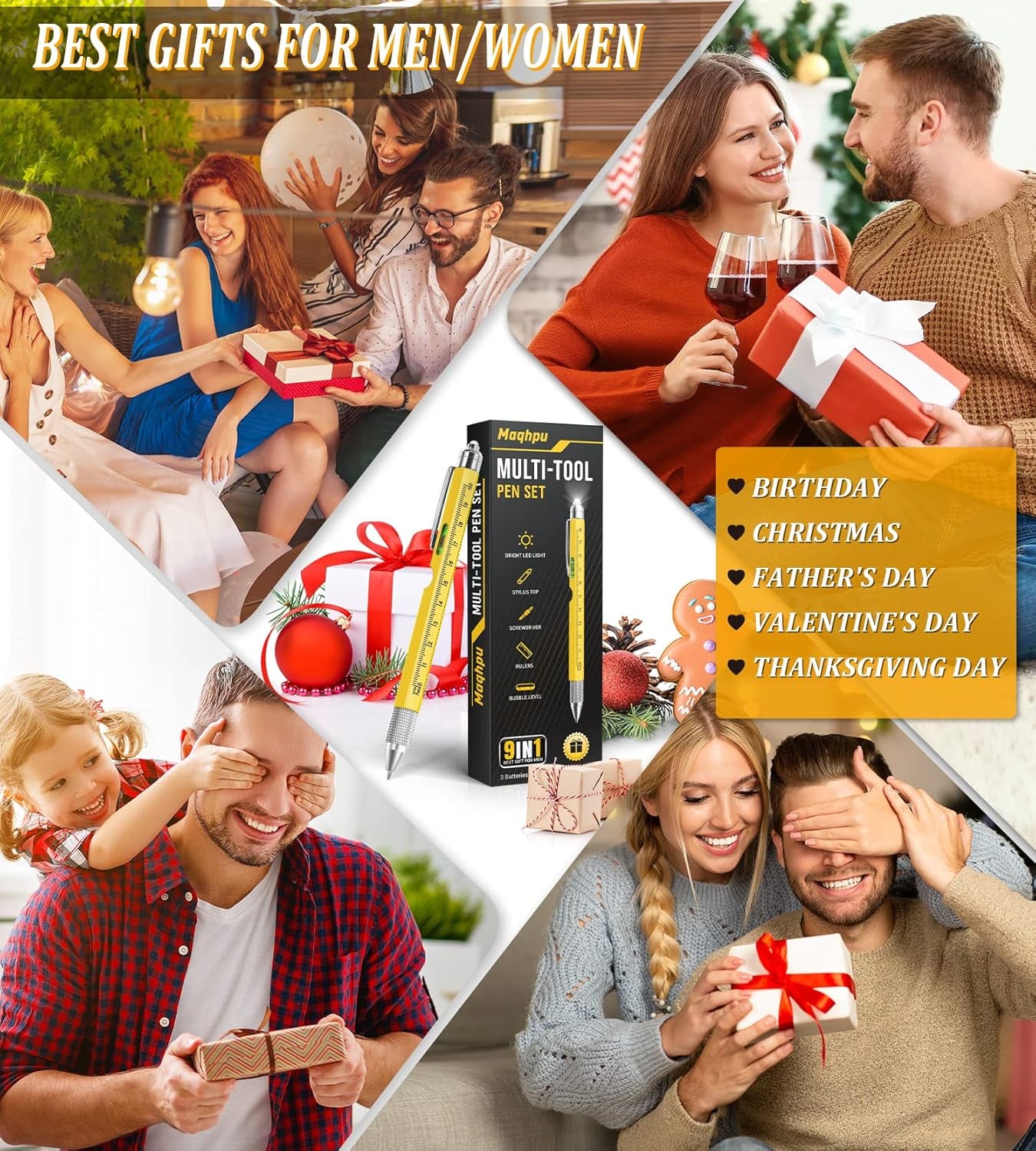 Father S Day Gifts, Gifts for Men Dad Gifts, 9 in 1 Multi Tool Pen, Father S Day Gifts from Daughter/Son, Mens Gifts Gadgets for Men, Stocking Fillers